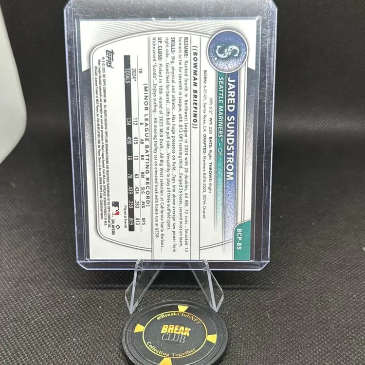 2025 Bowman Chrome 1st Jared Sundstrom Gold Geometric 01/50 Seattle Mariners