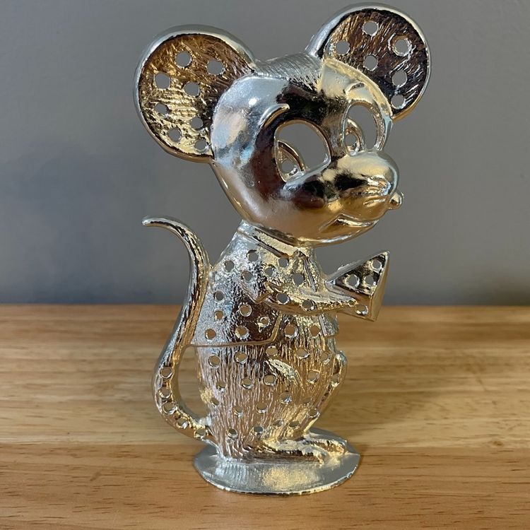 Vintage Mouse Silver Metal Earring Holder Stand By Torino