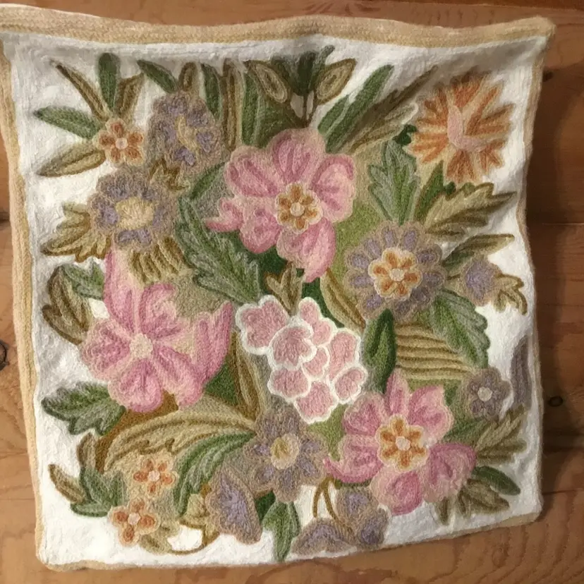 Floral Embroidery Pillow Covering
