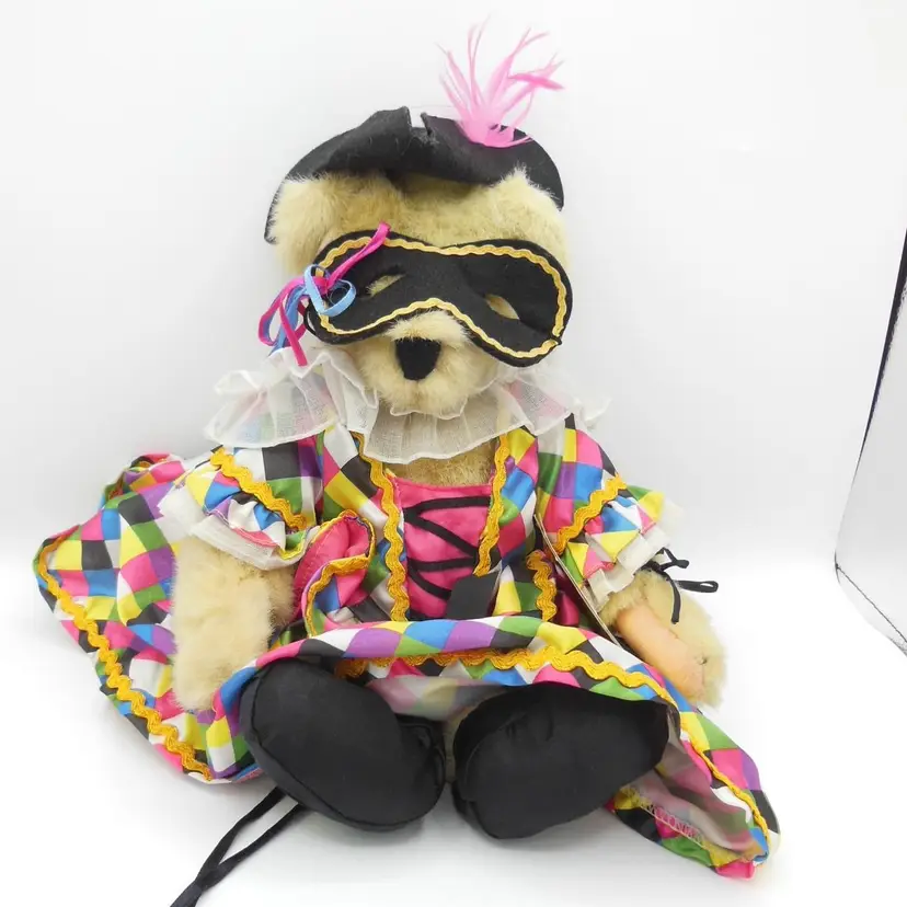 Vintage 12" Muffy Vanderbear Bal Masque FLUFFY Carnival Bear Masquerade Ball