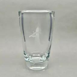 Vintage Orrefors Crystal Vase Etched Girl Playing Violin Sven Palmqvist 1941