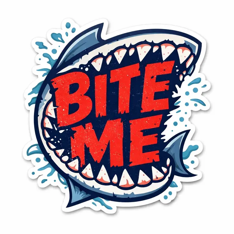 50 Pack - Shark Bite Me Sticker - 3”