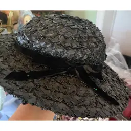 Vintage Black Straw Hat