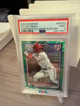 Dylan Crews 2024 Bowman Lunar Glow Refractor PSA 9