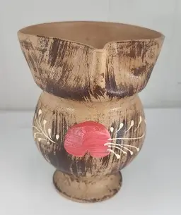 #03 VTG. Handmade Pitcher made in Italy Enameled Redware