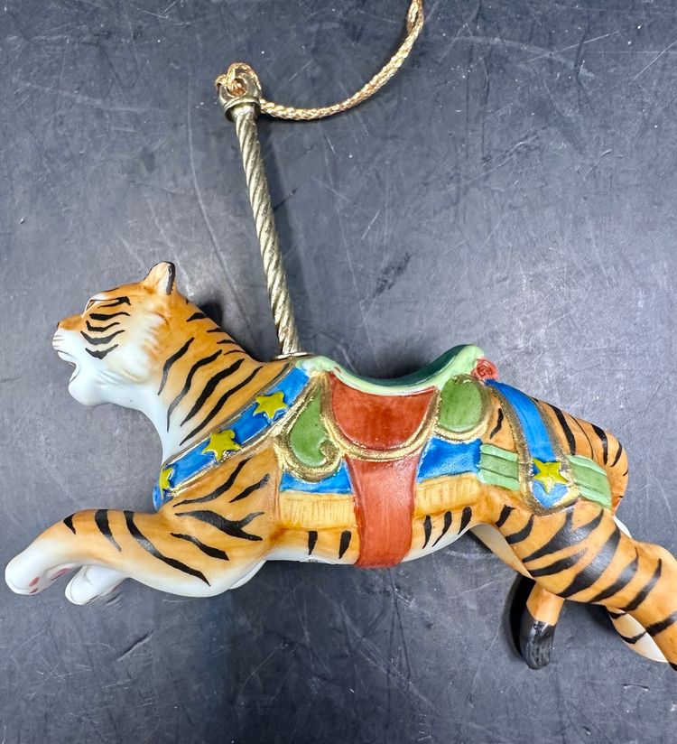Vintage Lenox Tiger Carousel Animals Ornament - 1989