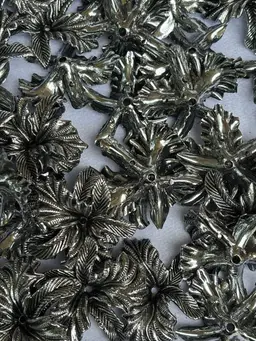 Lucite Silver Metallic filigree Beads