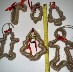 6 Christmas Tree Ornaments Cookie Cutters wrapped in Twine Handmade