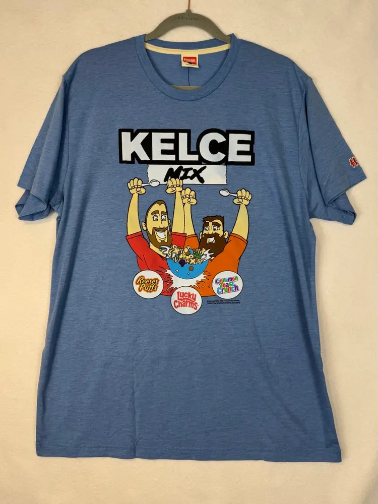 NFL XL Kelce Brothers Cereal Mix Shirt Jason Travis Eagles Chiefs New Heights