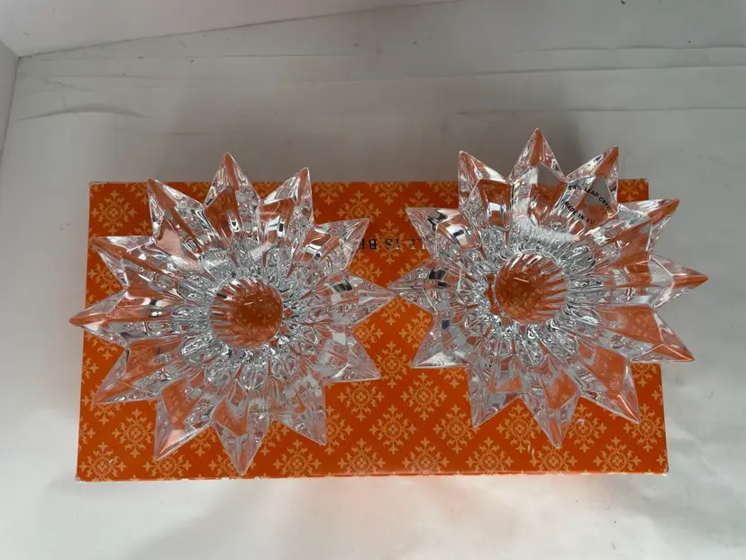 Steklarna Rogaska Bridgeton Crystal Star Candle Holders & Box Small Is Beautiful