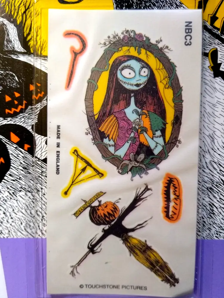 Nightmare Before Christmas Temporary Tattoos Sally Halloween On Tombstone Card