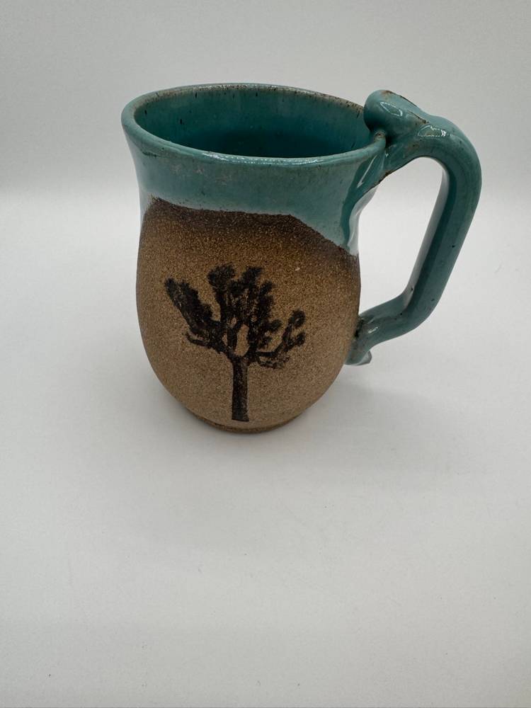 Hand Made Studio Art Pottery Coffee Mug  Joshua Tree Coffee Cup  Signed
