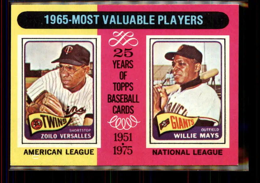 Zoilo Versalles / Willie Mays 1975 Topps #203 - Minnesota Twins / San Francisco Giants - (pk4-137)