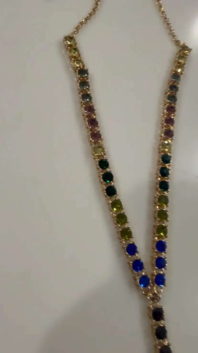 $65 Laundry Shelli Segal Los Angeles Necklace Y Lariat Rhinestone Gold Necklace Elegant Gift