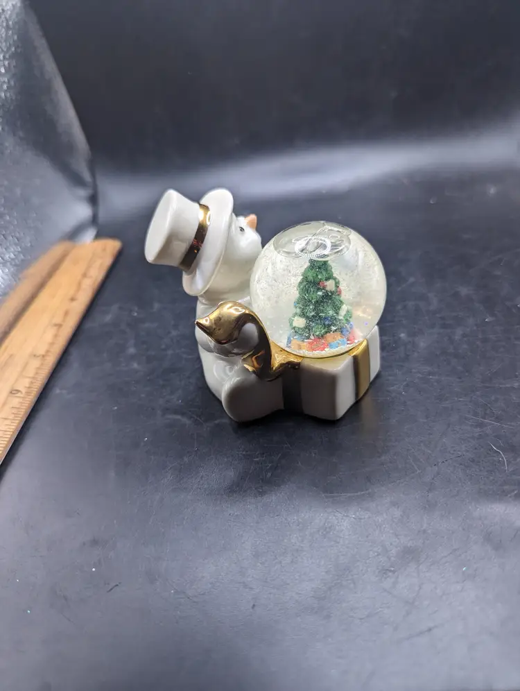 Vintage Lenox Charming Snowman Figurine with Snow Globe