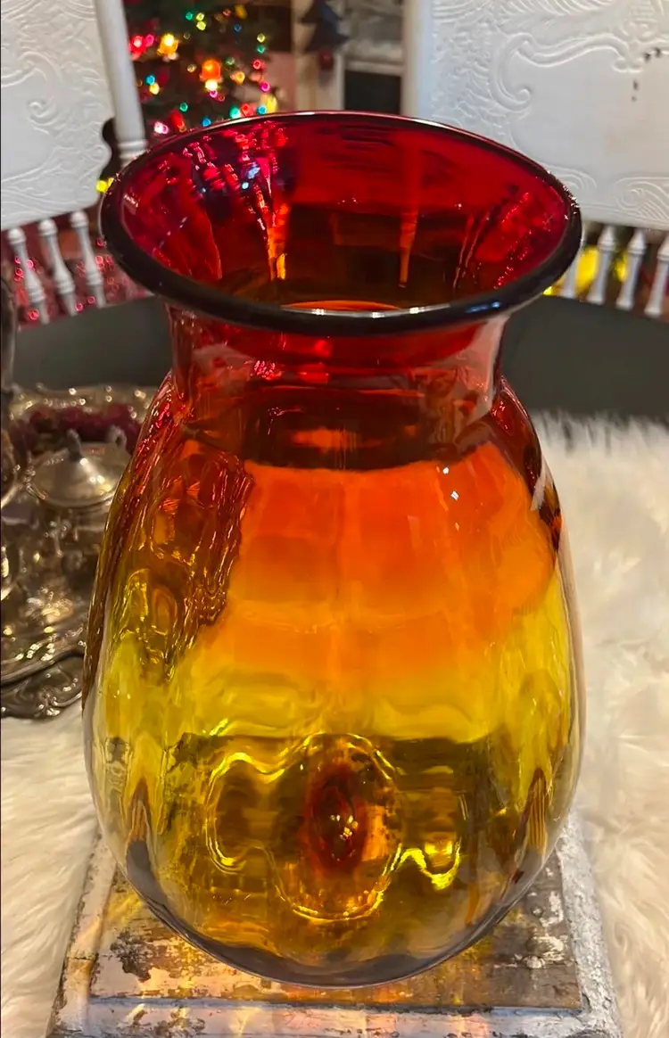 Vintage Blenko Tall Tangerine Vase