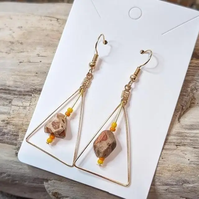 Sela's Jewelry - African Jasper Stone Earrings