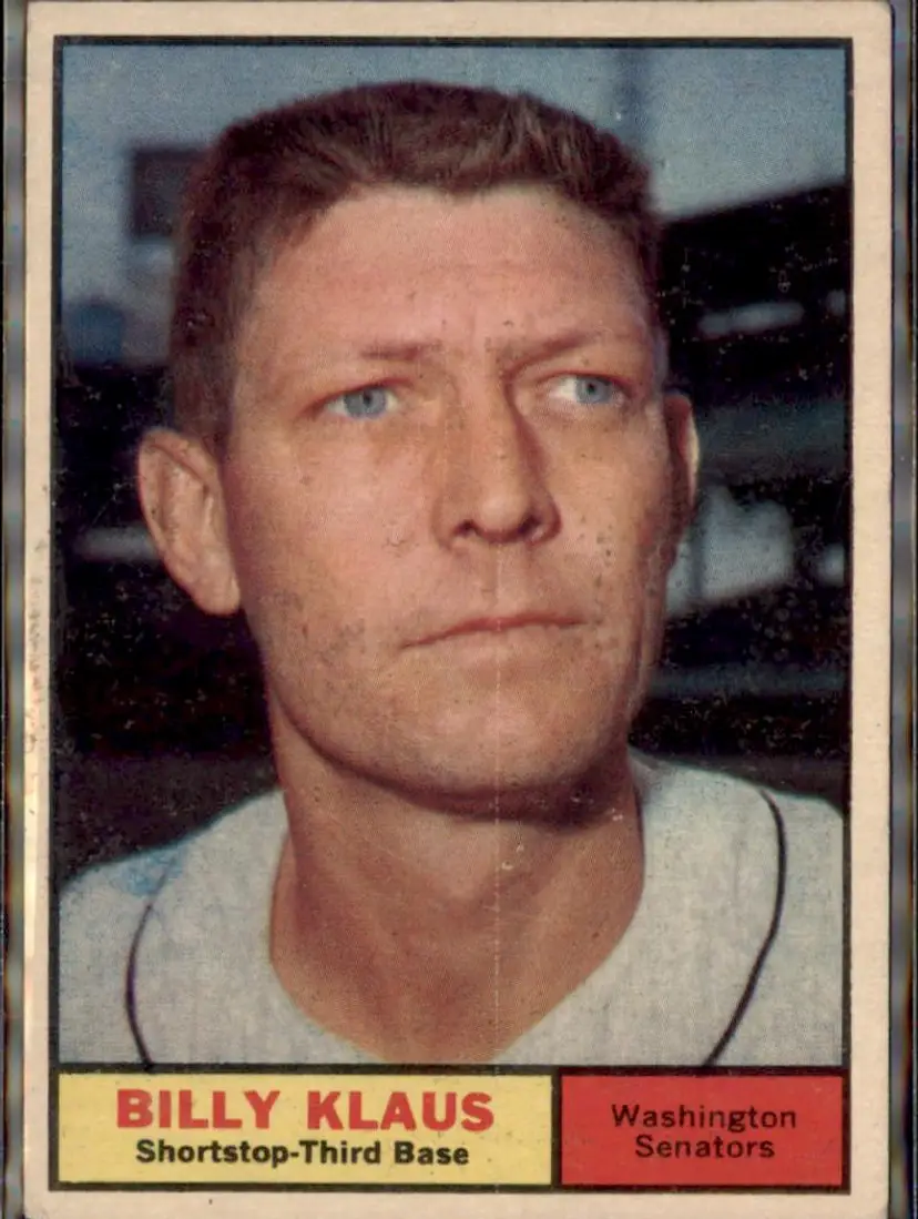 1961 Topps #187 Billy Klaus - ( ) - Washington Senators