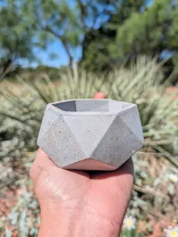3”x2” Pastel Blue & Gold Hexagon Concrete Planter