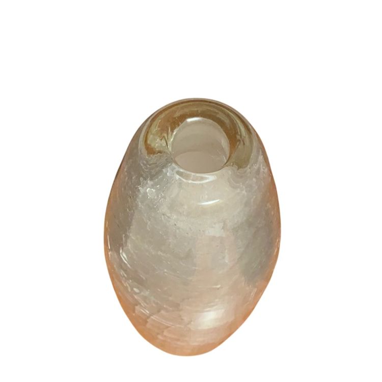 Sommerso Style 10.25” Clear Glass Encased Crackle Vase