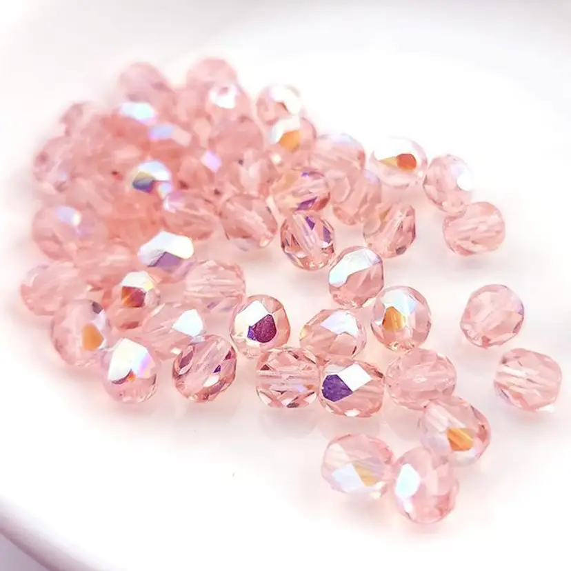 50pcs 6MM Czech Glass Beads rose AB #BC183