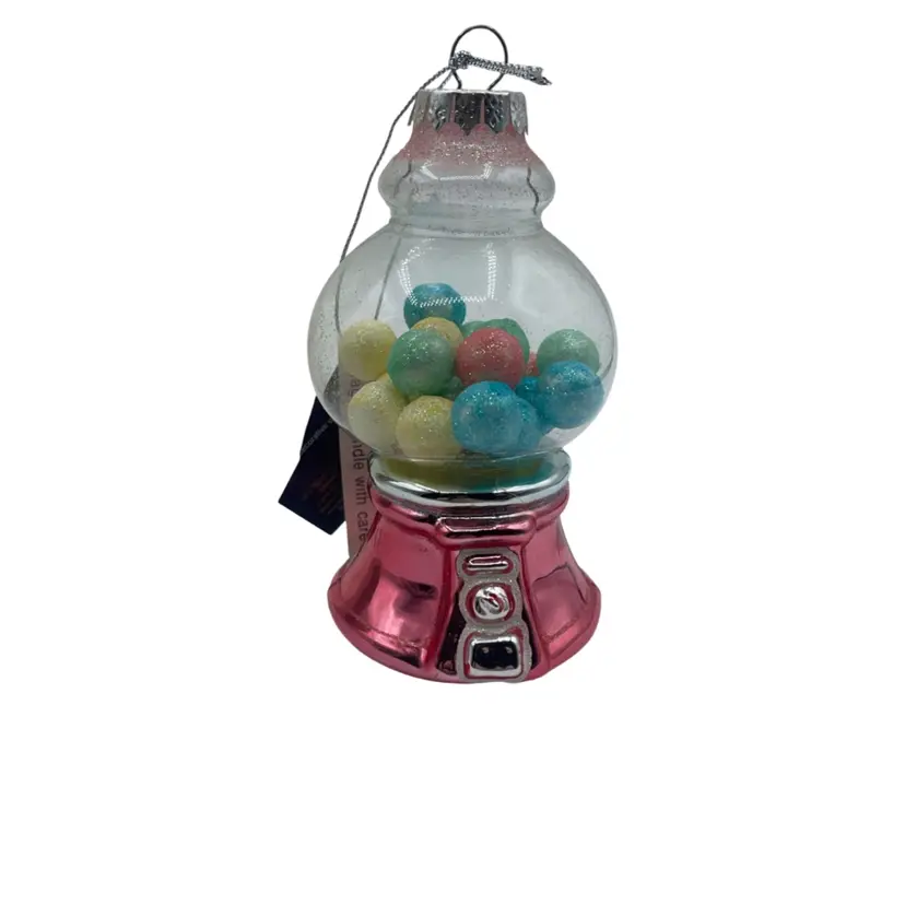 Robert Stanley Blown Glass Gumball Machine Ornament 5” Tall