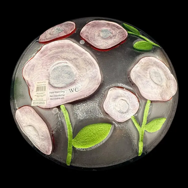 Silvestri Reverse Painted Poppy Flower Plate 11”