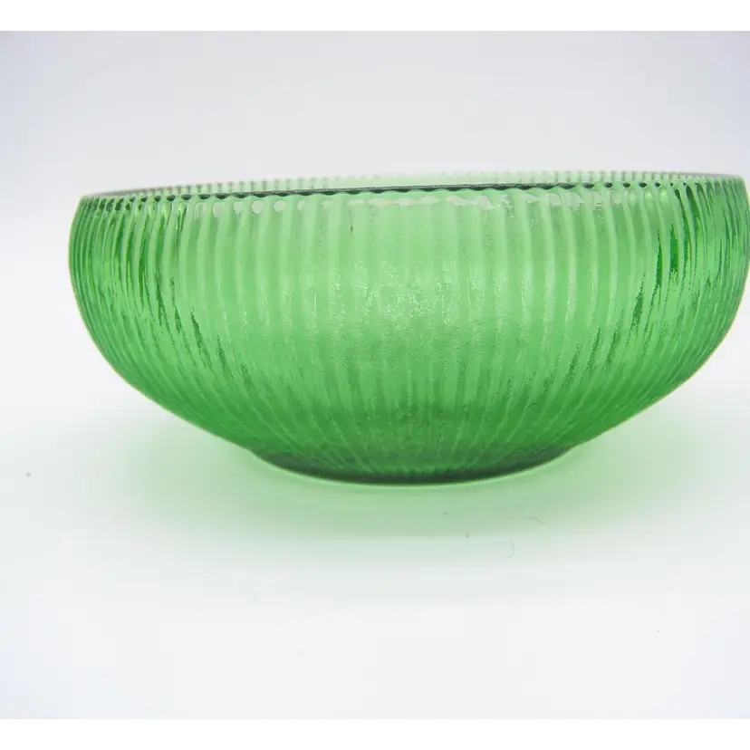 Vintage E O Brody Ribbed Emerald Green Bowl