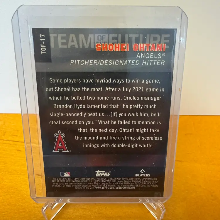 Shohei Ohtani 2022 Topps Stadium Club Chrome Team Of The Future - Los Angeles Angels