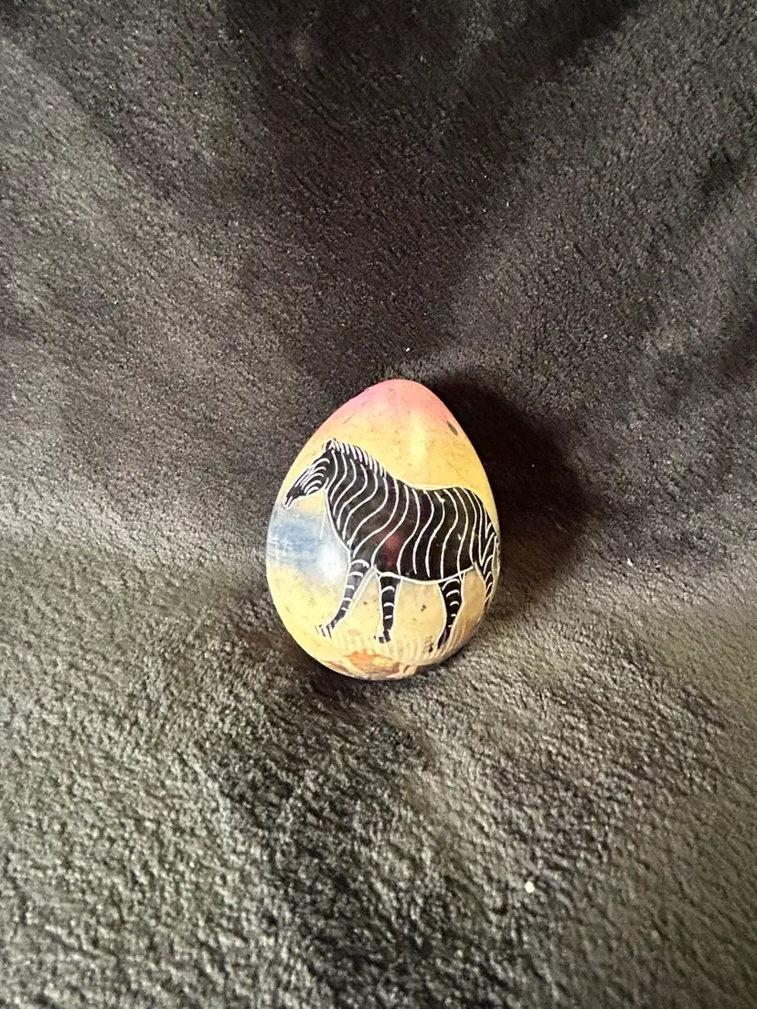 Soap Stone Egg Hand-crafted & Hand Painted Zebra Made In Kenya