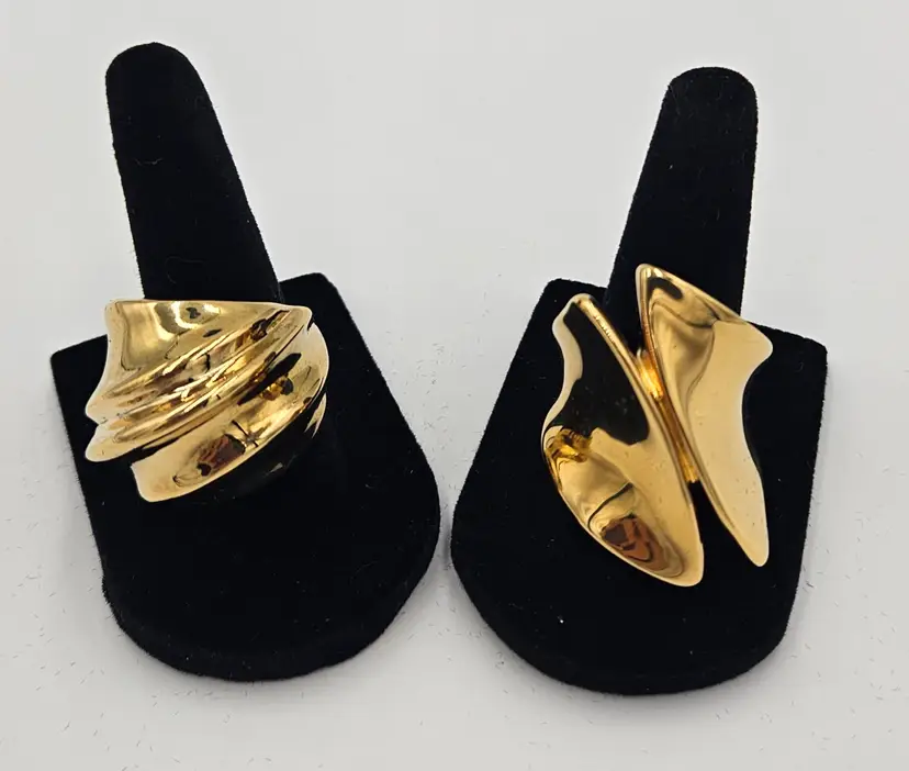 Beautiful Bold Rings Marked G Italy 18k GP Size 7