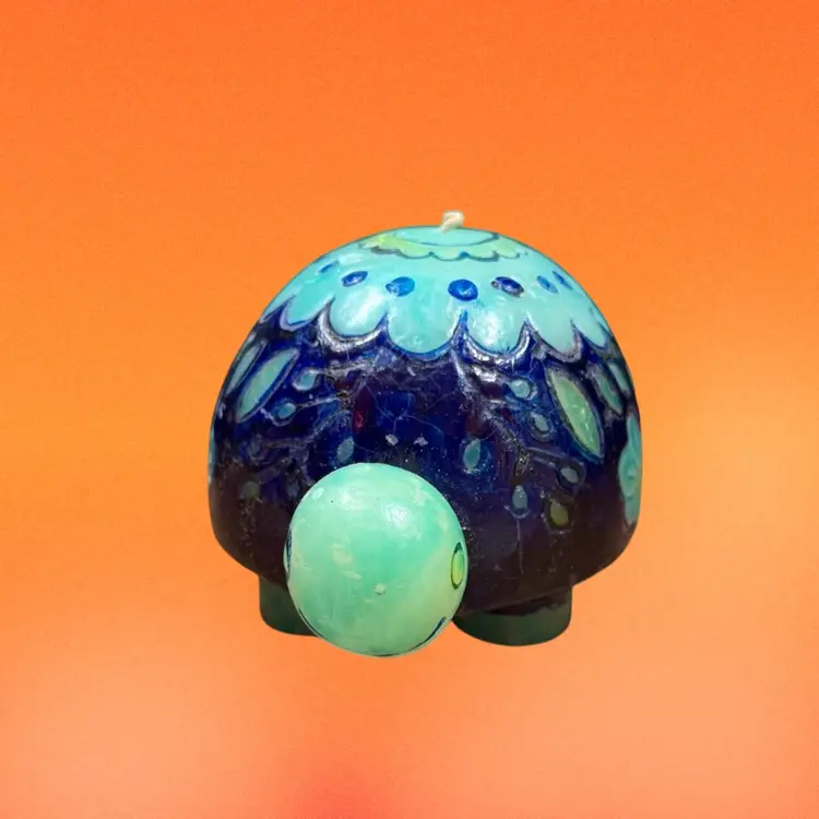 Vintage Groovy Hallmark Turtle Candle, Japan, Teal & Blue UNUSED
