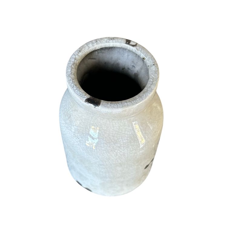 Rustic Off White Crackle Glazed Chippy Milk Jar Vase