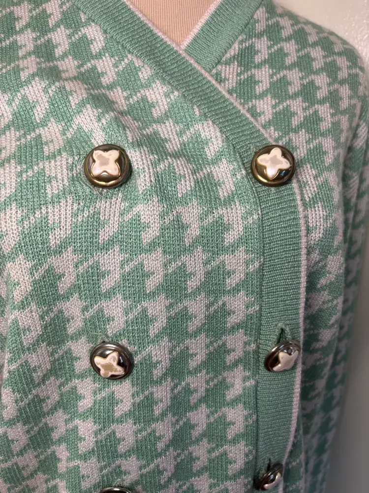 1980s Ami Knits houndstooth two-piece sweater skirt set 