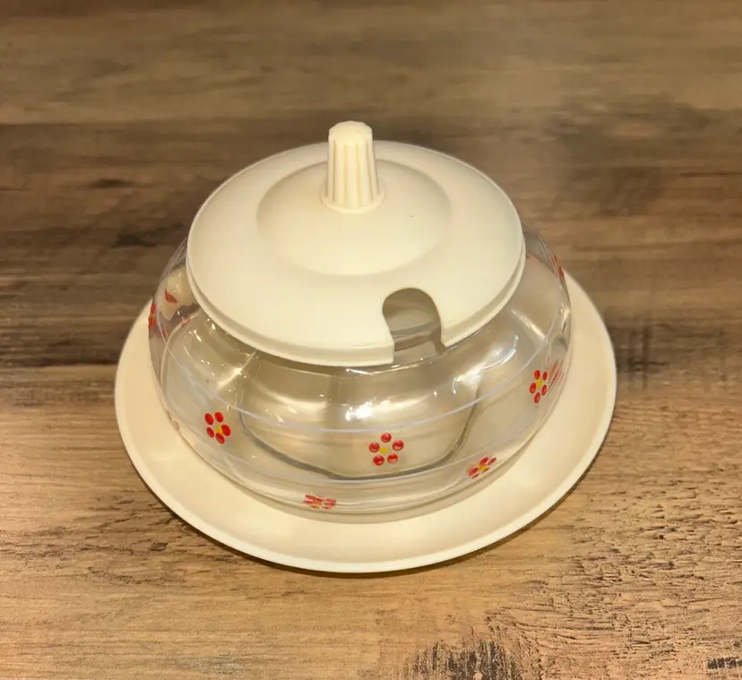 3 Piece Vintage Marmalade Jam Jelly Jar With Lid And Underplate Glass Jar