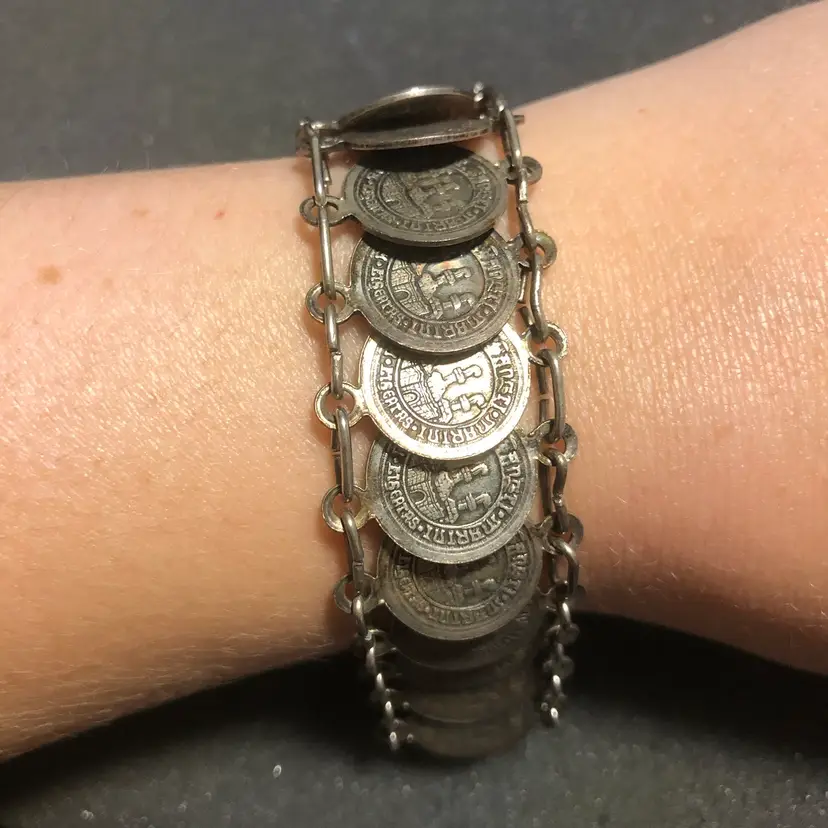Vintage Republic of San Marino Italy Coin Bracelet Republica Santi Martini