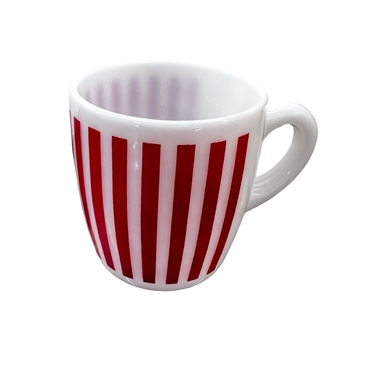 019 Vintage Milk Glass Rare Coffee Mug Christmas Striped