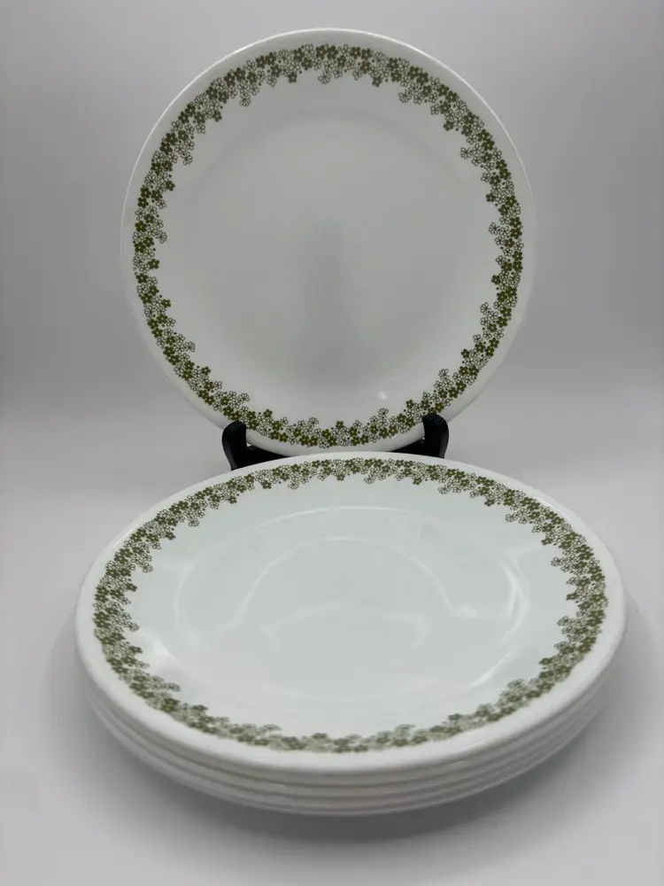 Corelle Corning  Green Spring Blossom Crazy Daisy 6 Salad Plates 8.5”