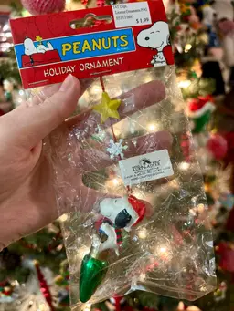 Snoopy On Lightbulb Christmas Ornament