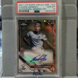 2021-22 Topps Chrome Women’s UCL Claudia Zornoza Inferno Auto /75 PSA 10