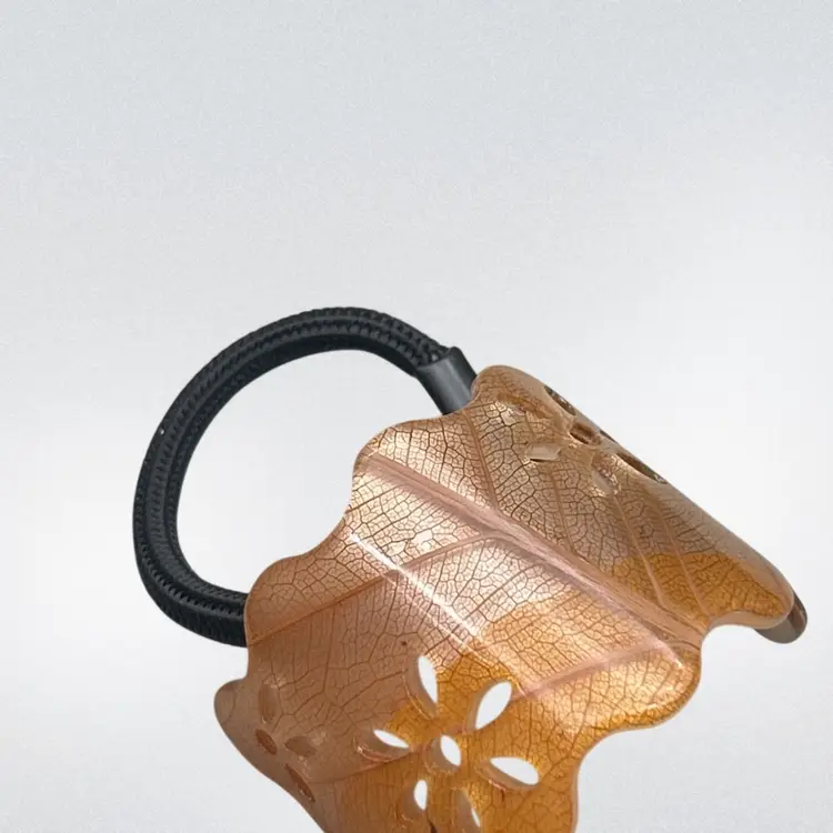 Laurent Olivier French Acrylic Hair Tie – Hand Made in France | Leaf Design Ponytail Holder