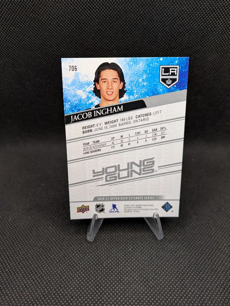 Jacob Ingham 2020-21 Upper Deck YG Rookie Card (RC) #706 - Los Angeles Kings