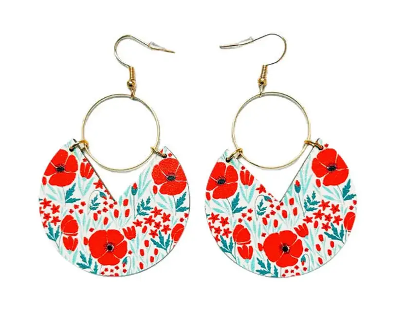 Bohemian Red Poppy Earrings NIP