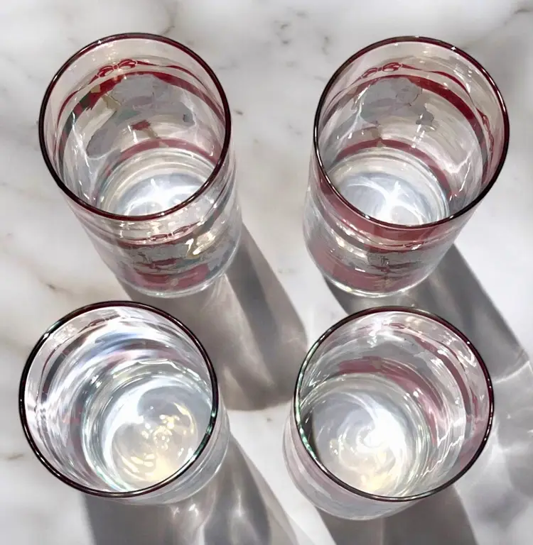 Libbey Christmas Carousel Horse 5 1/4" Tumbler Drinking Glass 12 oz  Set of 4