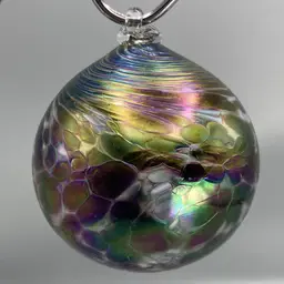 Hand Blown Art Glass Orb Ball Colorful Iridescent - Ornament