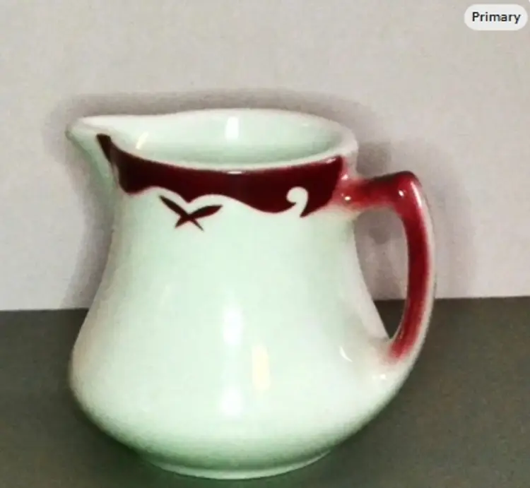 Jackson China Falls Creek Pa Restaurant Ware Creamer White Red Trim Collectible Dining Serving