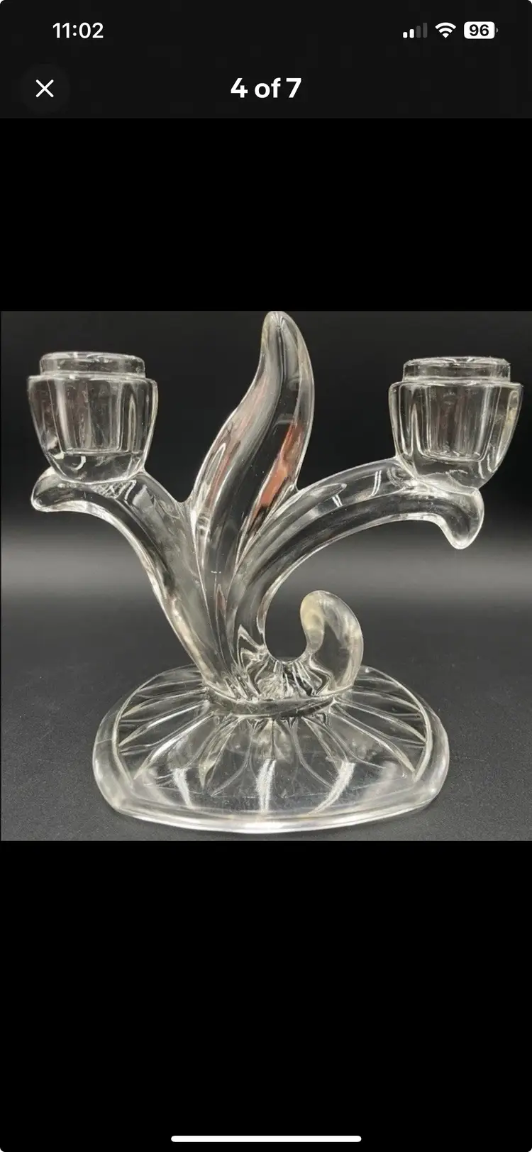 Indiana Glass “Botanical” Double Candle Holder
