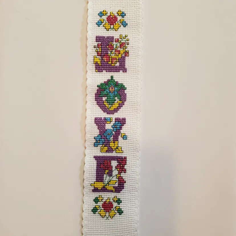 New Cross-stitched Multi Colored Love Ribband Bookmark