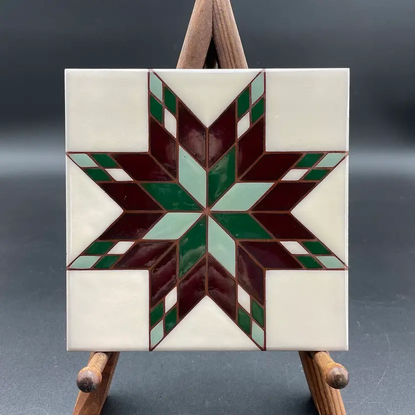 Kentucky Twinkling Star Ceramic Tile Trivet Wall Hanging Vintage Handmade