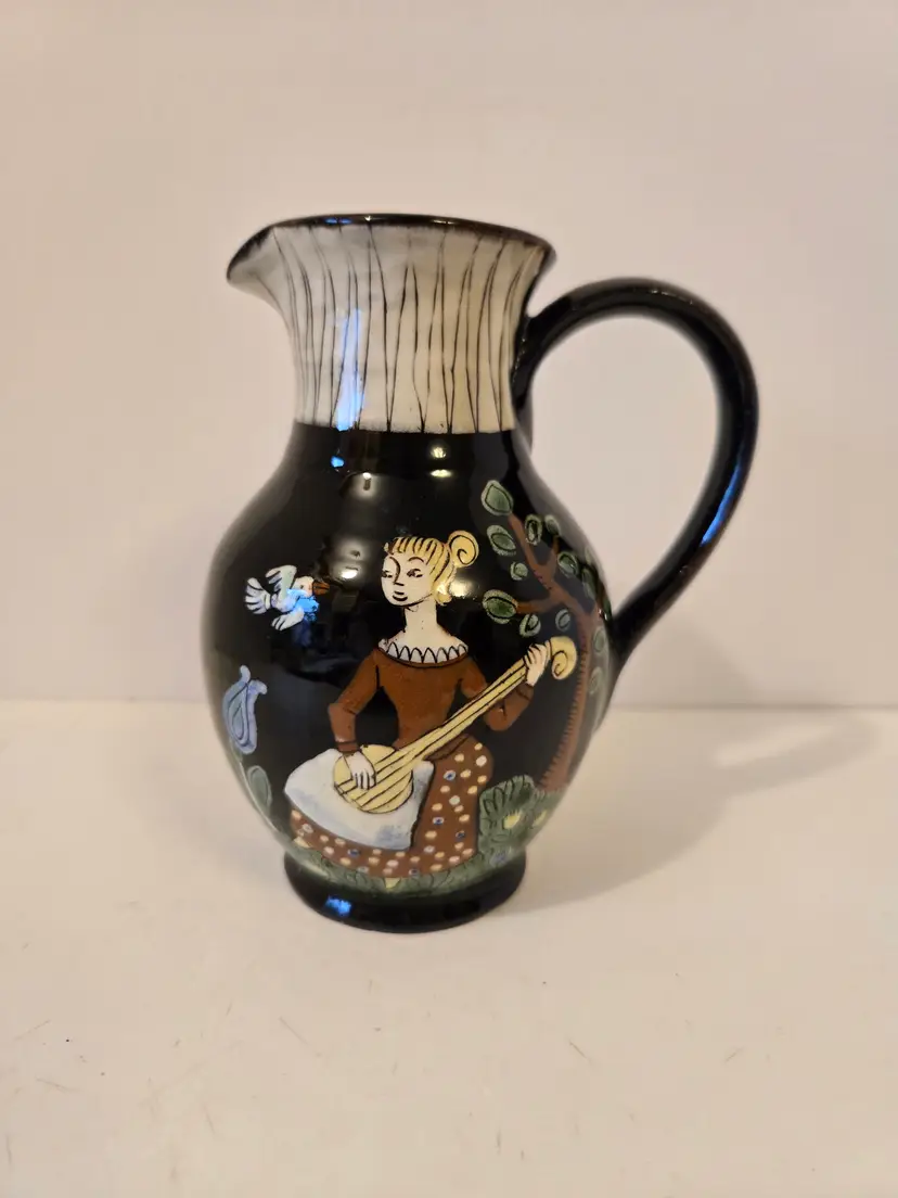 Vintage Rheineck Pottery Hand Painted Pitcher